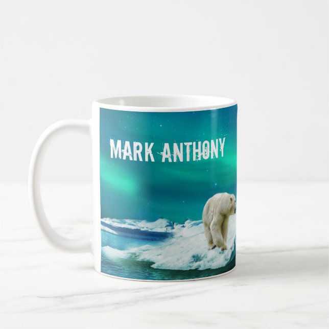 Polar Bear Aurora Borealis Personalisierte Mug Kaffeetasse (Links)