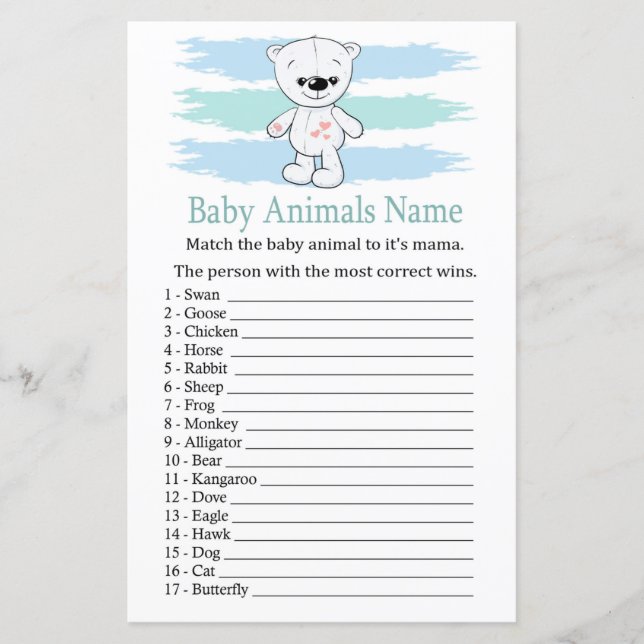 Polar bear Baby Animals Name Game (Vorderseite)