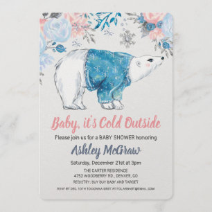Polar Bear Baby Dusche Blumenladen Einladung