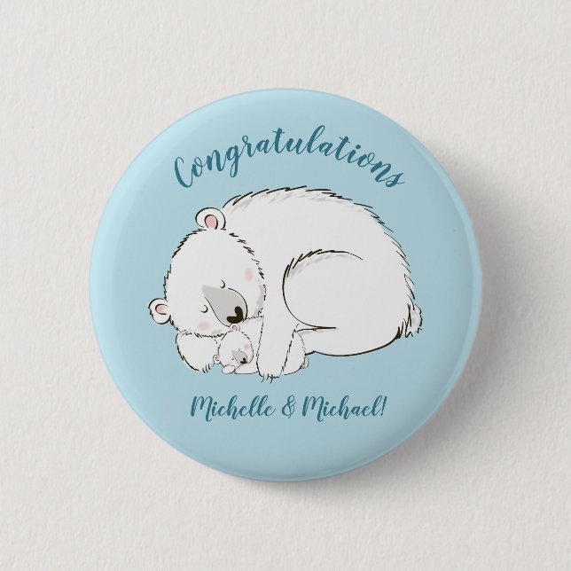 Polar Bear Baby Dusche Button (Vorderseite)