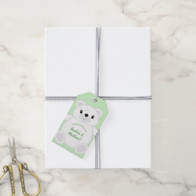 Polar Bear Baby Dusche Geschenkanhänger (Mit Garn)