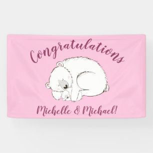 Polar Bear Baby Dusche Pink Girl Banner