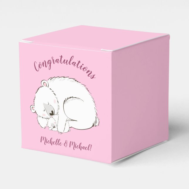 Polar Bear Baby Dusche Pink Girl Geschenkschachtel (Vorderseite)