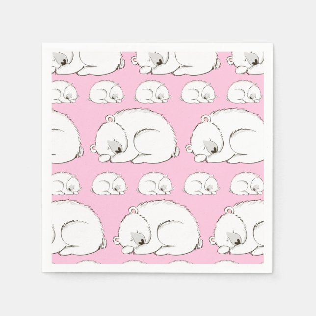 Polar Bear Baby Dusche Pink Girl Serviette (Vorderseite)
