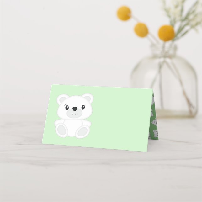 Polar Bear Baby Dusche Platzkarte (Vorderseite)