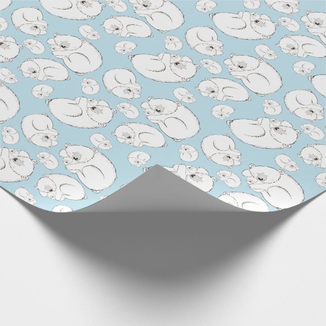 Polar Bear Baby Dusche Winter Blue Boy Geschenkpapier (Ecke)