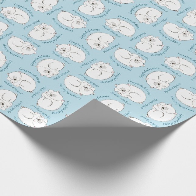 Polar Bear Baby Dusche Winter Blue Boy Geschenkpapier (Ecke)