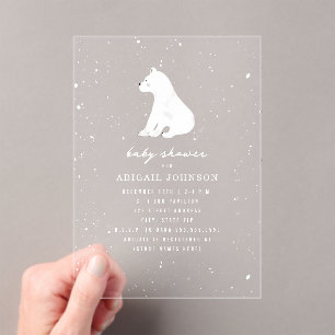 Polar Bear Baby Dusche Winterschnee neutral Acryleinladungen
