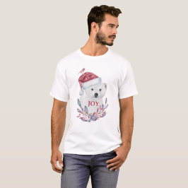 Polar Bear Baby Hat Bird Christmas Joy T-Shirt
