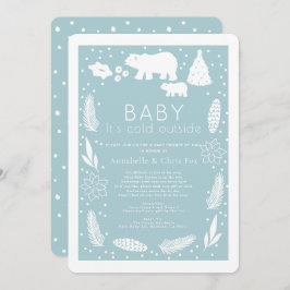 Polar Bear Baby It's Cold Blue Baby Shower by Mail Einladung