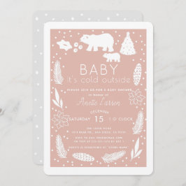 Polar Bear Baby It's Cold Outside Pink Baby Shower Einladung