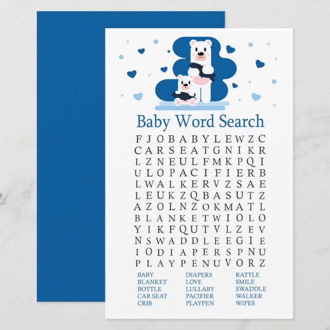 Polar bear Baby Shooter Word Search Game (Vorne/Hinten)