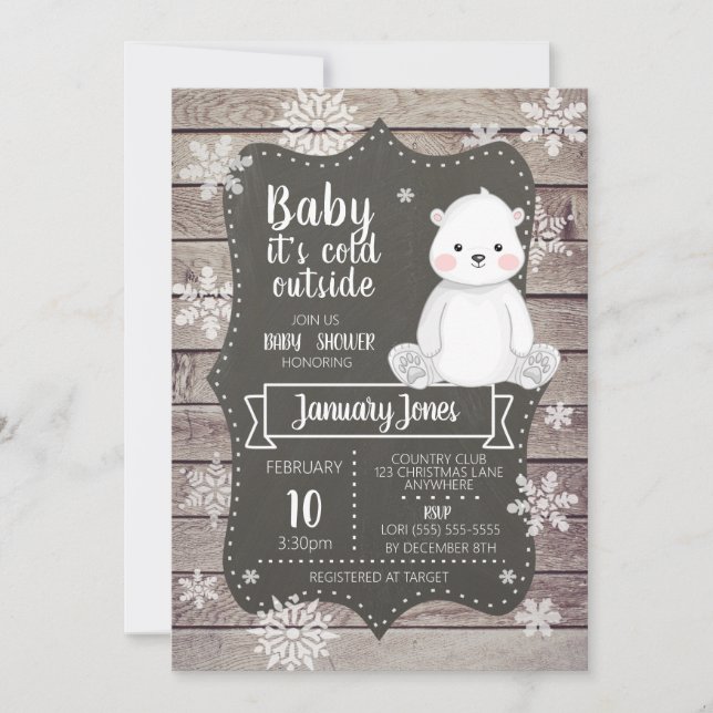 Polar Bear Baby Shower Invitation I Gender Neutral Einladung (Vorderseite)