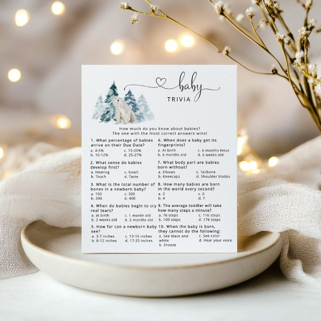 Polar bear Baby trivia Baby Dusche Spiel (Von Creator hochgeladen)