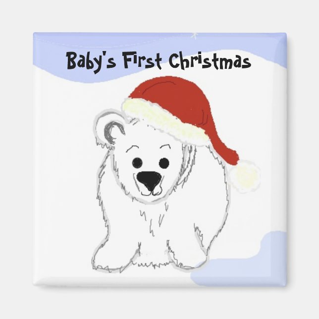 Polar Bear Baby's First Christmas Magnet (Vorne)