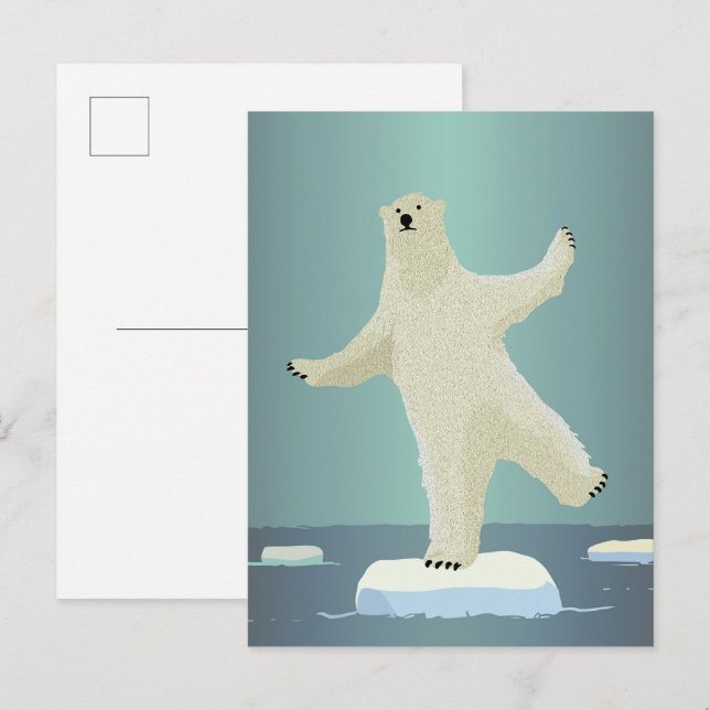 Polar Bear Balancing on Iceberg Artwork Postkarte (Vorne/Hinten)
