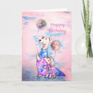 Polar Bear Birthday Balloons Karte