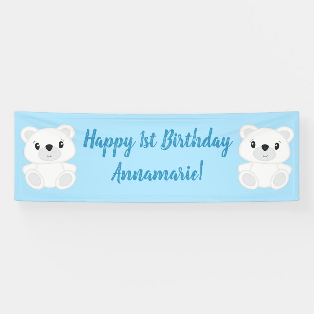 Polar Bear Birthday Party Banner (Horizontal)