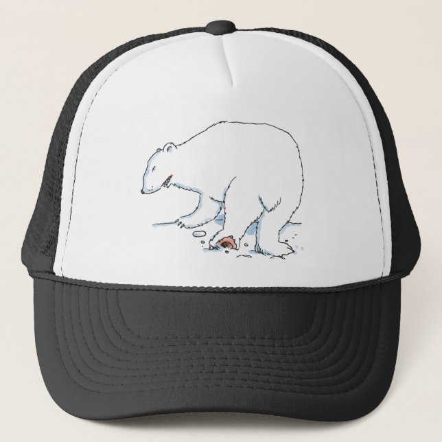 Polar Bear black and white foam trucker hat Truckerkappe (Vorderseite)