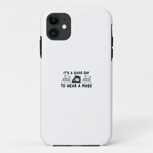 Polar Bear Black Bear Wearing Face Mask Cute Funny Case-Mate iPhone Hülle (Rückseite)
