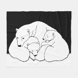 Polar Bear Blanket Mother & Twin Bären Cube Blanke Fleecedecke