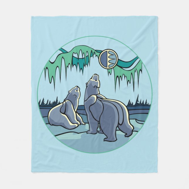 Polar Bear Blanket Northern Lights Bear Blanket Fleecedecke (Vorderseite)