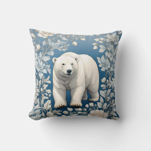 Polar Bear Blue Floral William Morris Inspiriert Kissen