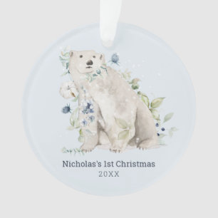 Polar Bear Blue Personalisiert Ornament