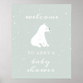 Polar Bear Blue Snow Babydusche Begrüßungspulver Poster
