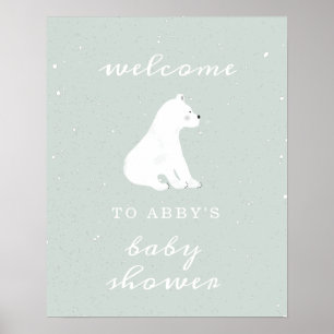 Polar Bear Blue Snow Babydusche Begrüßungspulver Poster