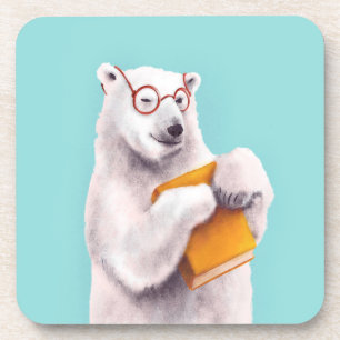 Polar Bear Book Lover Nerdy Getränkeuntersetzer