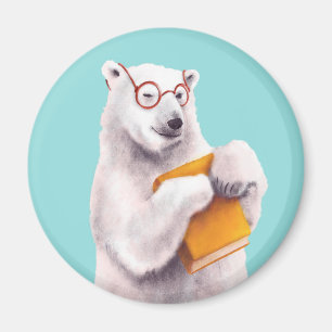 Polar Bear Book Lover Nerdy Magnet