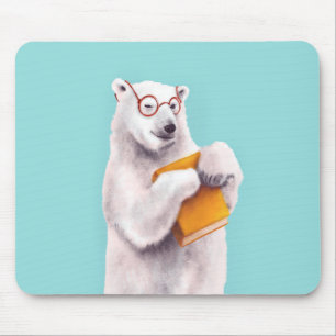 Polar Bear Book Lover Nerdy Mousepad