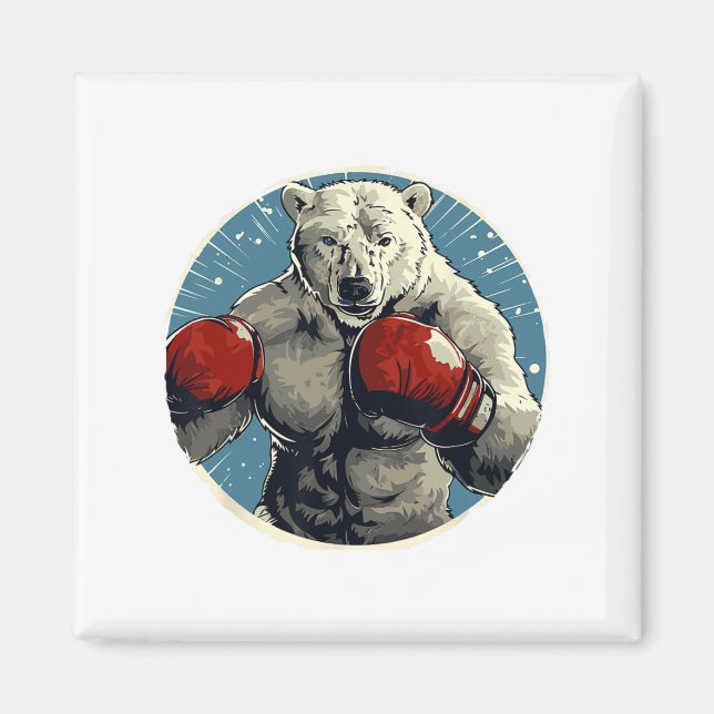 Polar Bear Boxer Fighting Boxing Magnet (Vorne)