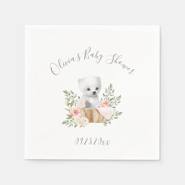 Polar Bear Boy Girl oder Boy Baby Showroom Napkins Serviette (Vorderseite)