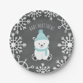 Polar Bear Boy Winter Baby Dusche Pappteller