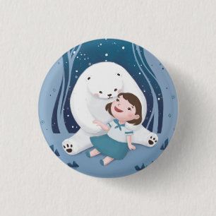 Polar Bear & Child Illustration Button