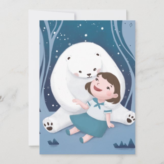 Polar Bear & Child Illustration Einladung (Vorderseite)