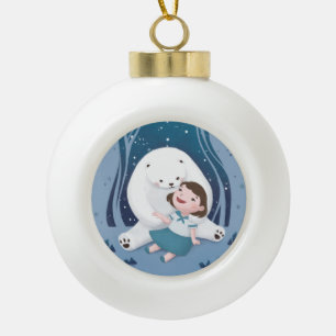 Polar Bear & Child Illustration Keramik Kugel-Ornament