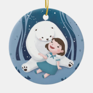 Polar Bear & Child Illustration Keramik Ornament