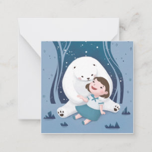 Polar Bear & Child Illustration Mitteilungskarte