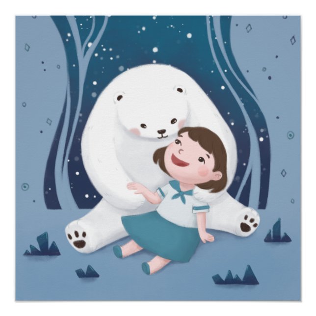 Polar Bear & Child Illustration Poster (Vorderseite)