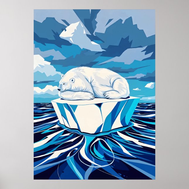 Polar Bear Chill - Arktis Minimalistischer Pop Des Poster (Vorne)