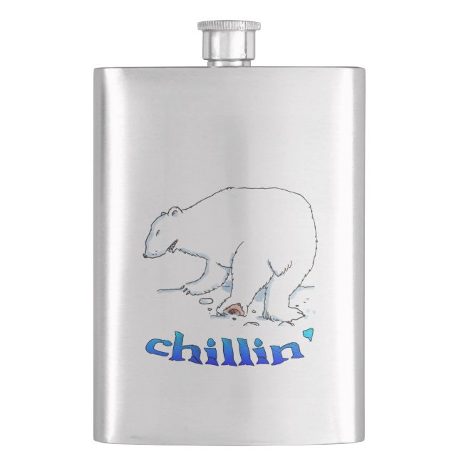 Polar Bear Chill Edelstahl-Kolben Flachmann (Vorderseite)