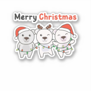 Polar Bear Christmas Animals Polar Bears Merry Aufkleber