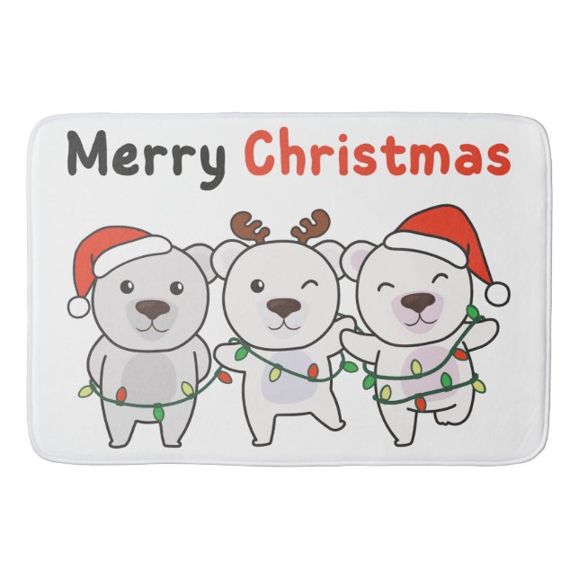 Polar Bear Christmas Animals Polar Bears Merry Badematte (Vorderseite)