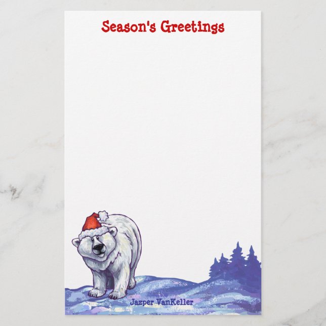 Polar Bear Christmas Briefpapier (Vorderseite)