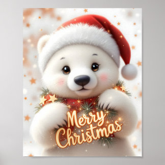 Polar Bear Christmas Digital Poster