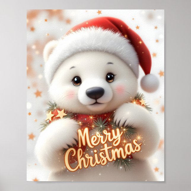 Polar Bear Christmas Digital Poster (Vorne)