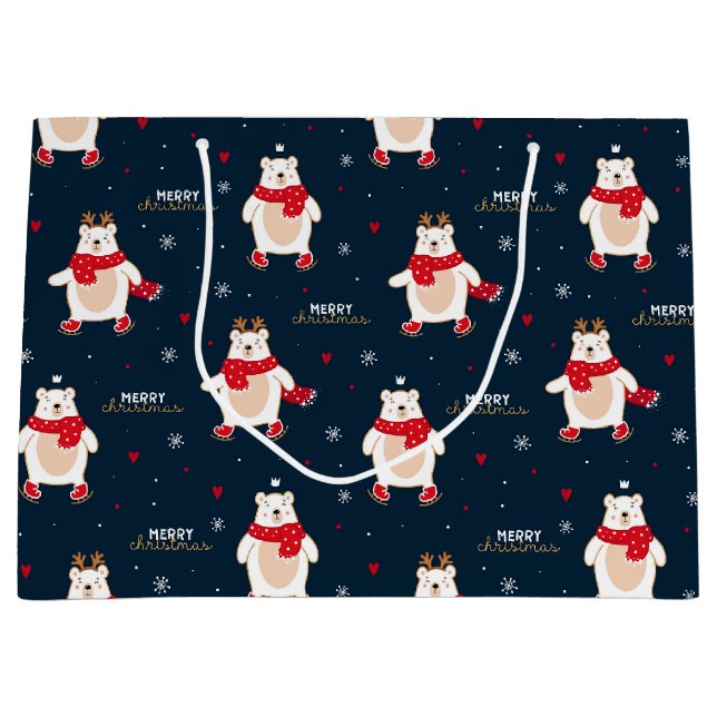 Polar Bear Christmas Große Geschenktüte (Vorderseite)